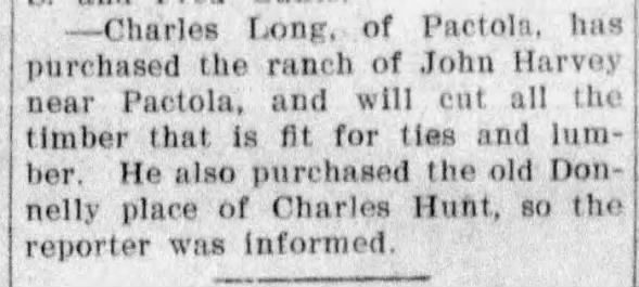 Charles Long purchases John Harvey ranch